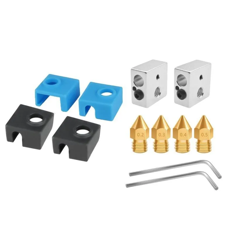 

3D printer accessories MK8 nozzle E3DV6 nozzle + heating block + silicone sleeve kit box