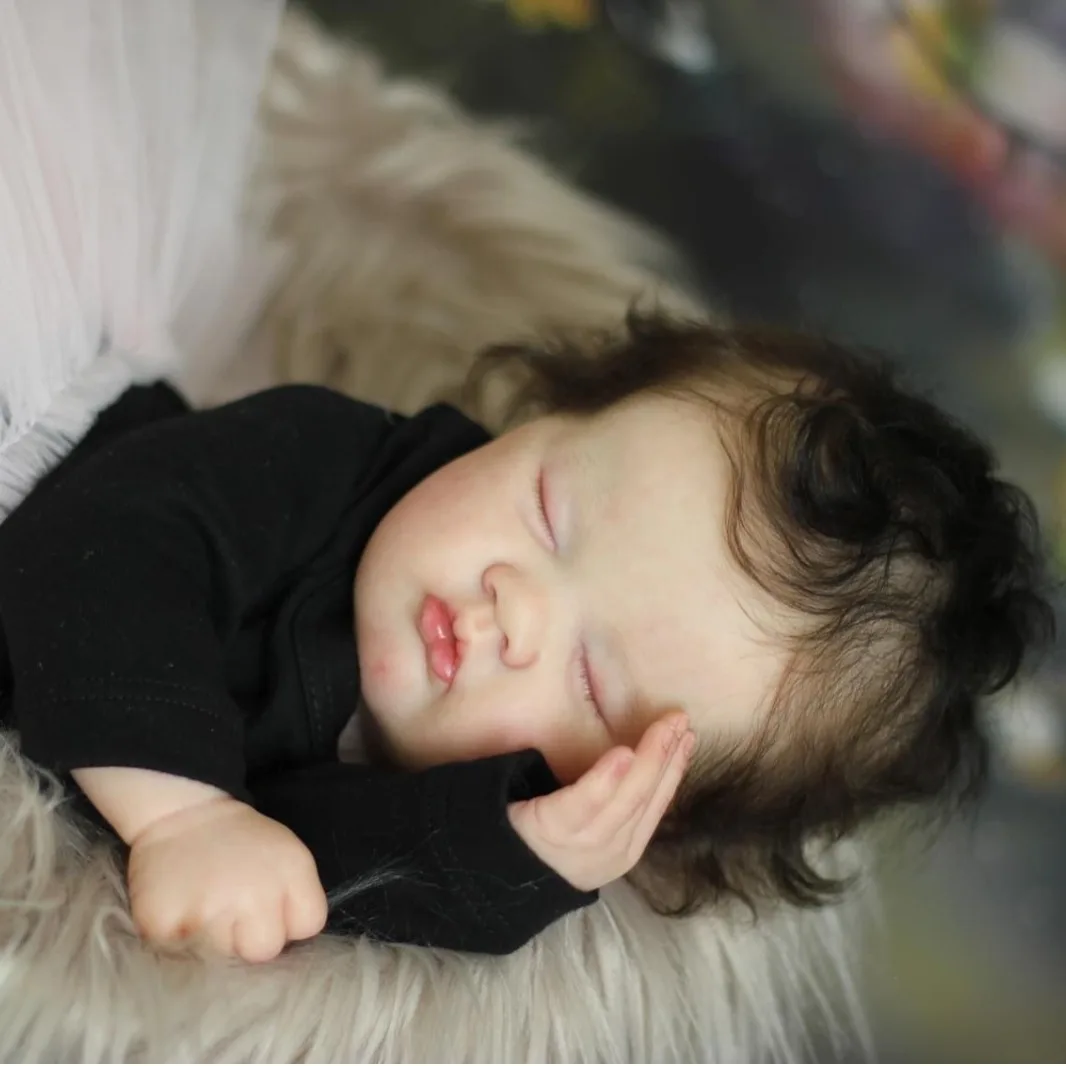 silicone baby reborn doll newborn 18 inch With Rooted Hair Painted Vinyl Handmade Lifelike Kid's Christmas Gift Muñecas Reborn