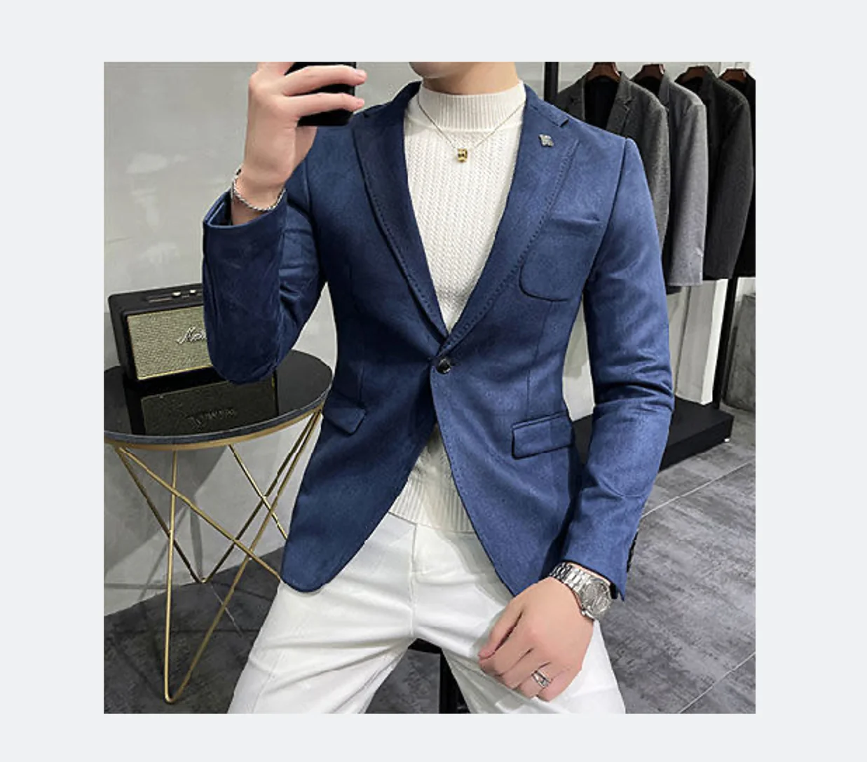 83 Men's tuxedo suede suit jacket Fashion groom tuxedo wedding tuxedo suit