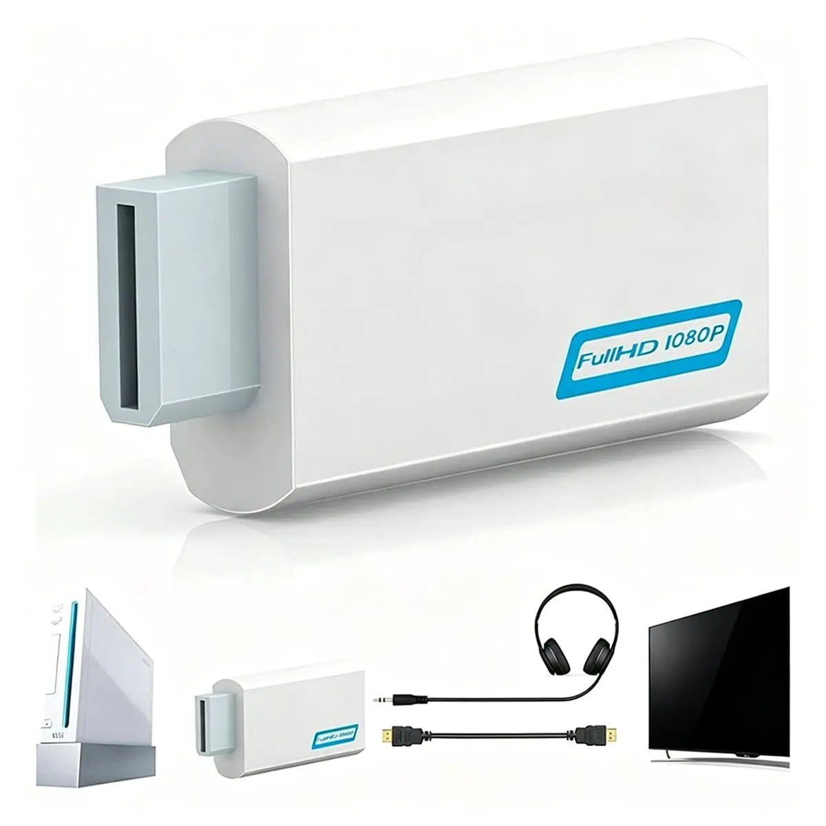 Suitable For WII to HDMI-Compatible Adapter High Definition TV for Wii HDMI-Compatible Adapter for PC HDTV Monitor Display