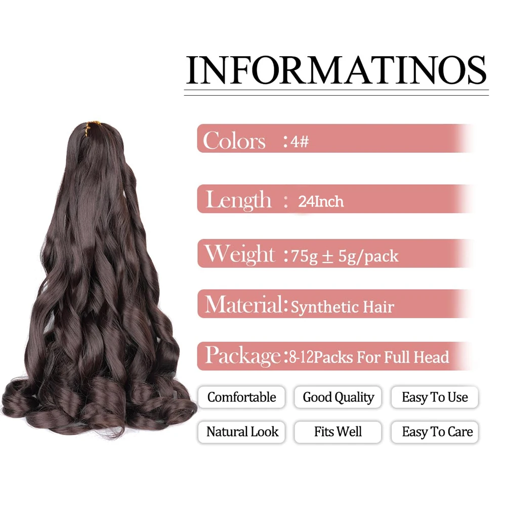 Solto ondulado espiral tranças extensões de cabelo, pré esticado Bouncy, cabelo onda sintética, cachos franceses