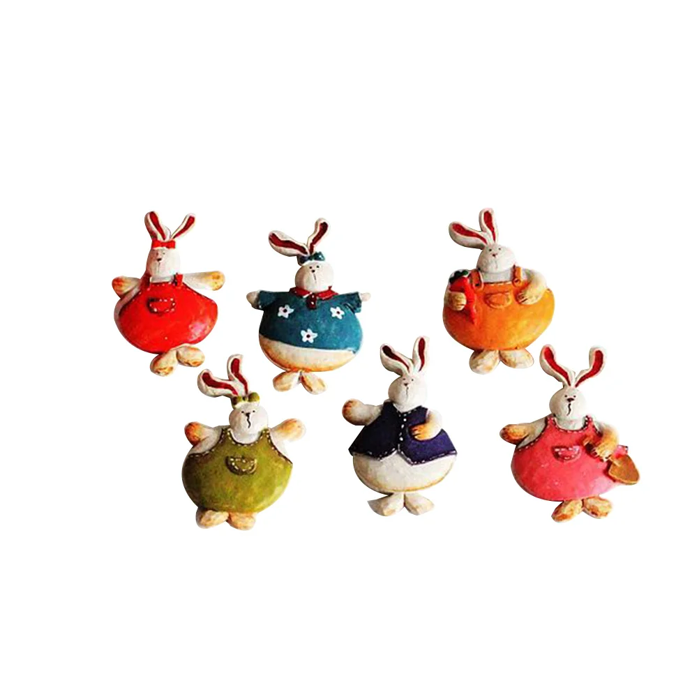 

6Pcs Rabbit Refrigerator Magnets Resin Set Decorative Fridge Magnet Whiteboard Stickers Office Home School Kitchen Notes Photo