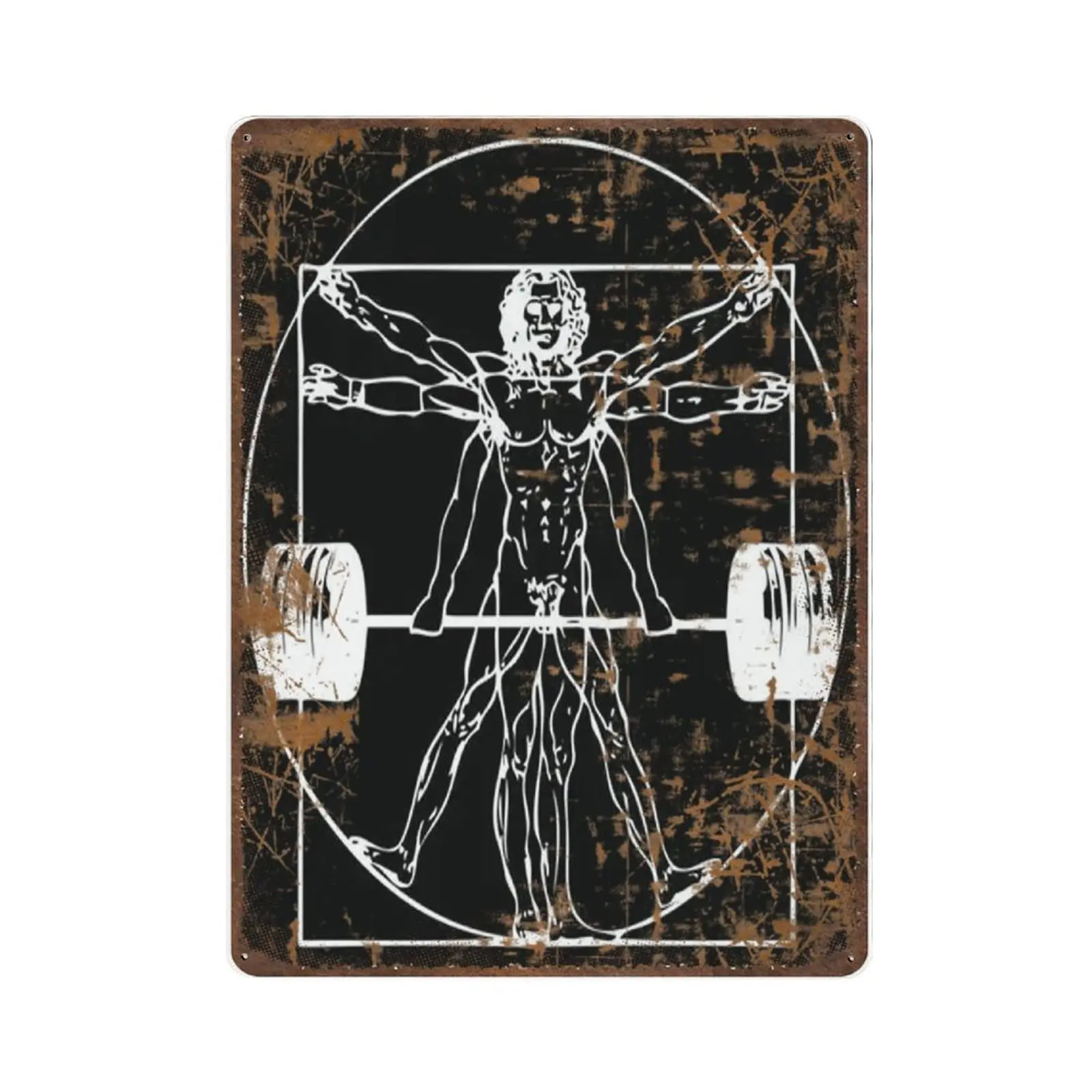 

Durable Thick Collectable Metal Sign,Vitruvian Barbell Man, Gym Tin Sign,Gift For Bodybuilding, Weightlifting,Vintage Wall Decor