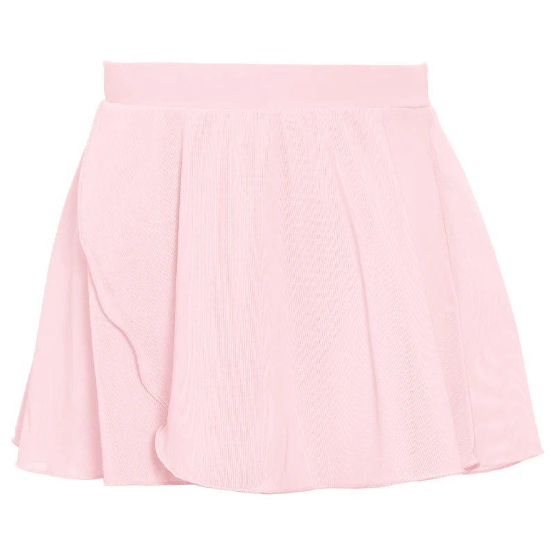 Kids Girls Ballet Dance Skirt Elastic Waist Irregular Skirt Nylon Diagonal Cross Soft Mesh Short Skirts