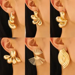 Vintage Gold Color Comma Tear Drop Earrings For Women Metal Earing Jewelry 2026 Trending New Women's Water Drop Flower Earrings