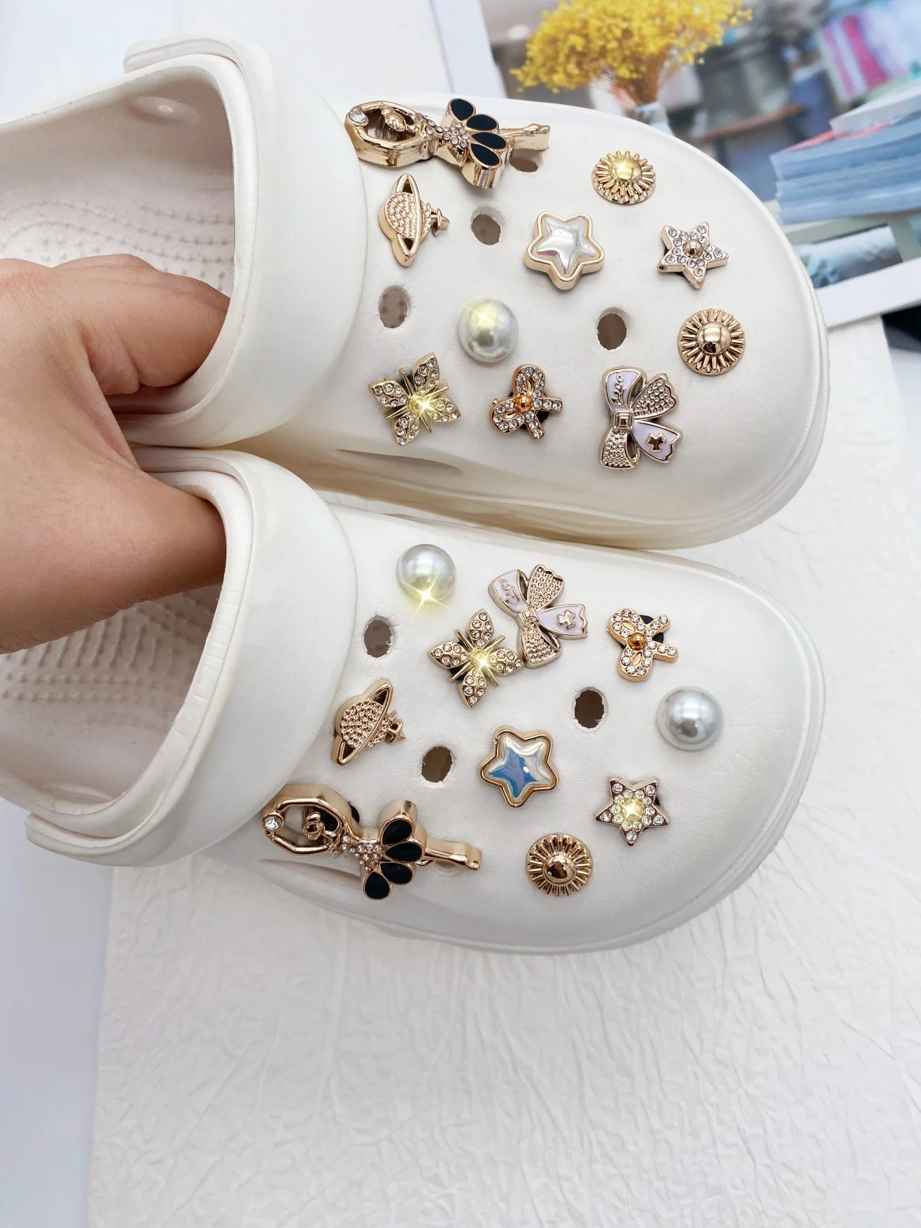 20pcs Fashion ABS Glitter Bowknot Rhinestones DIY Detachable