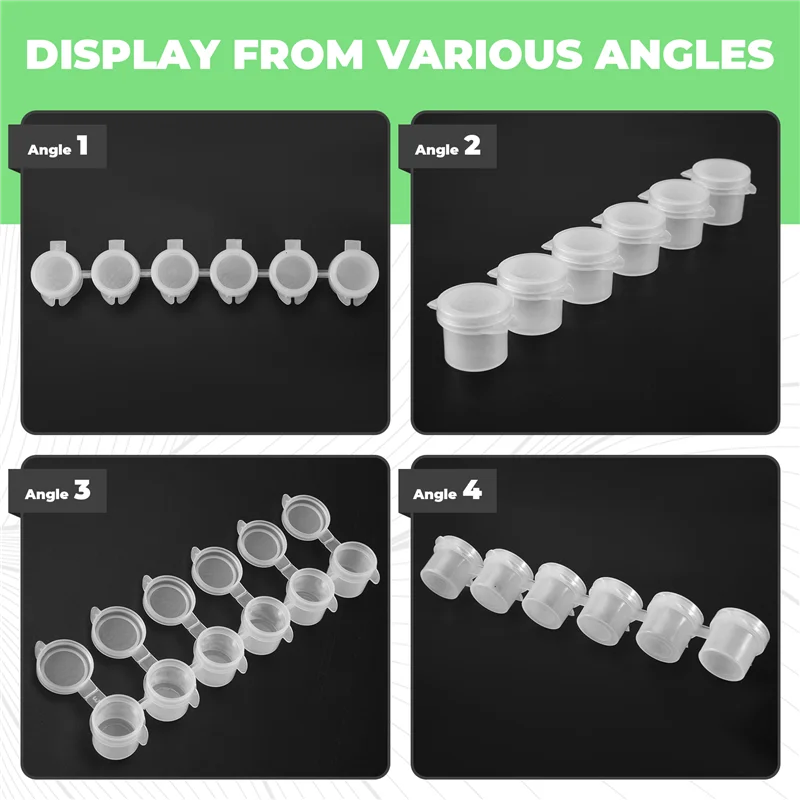 24 Strip Strip Cat Kosong Pot Cangkir Cat Wadah Penyimpanan Bening Perlengkapan Seni Kerajinan Lukisan 144 Pot Total