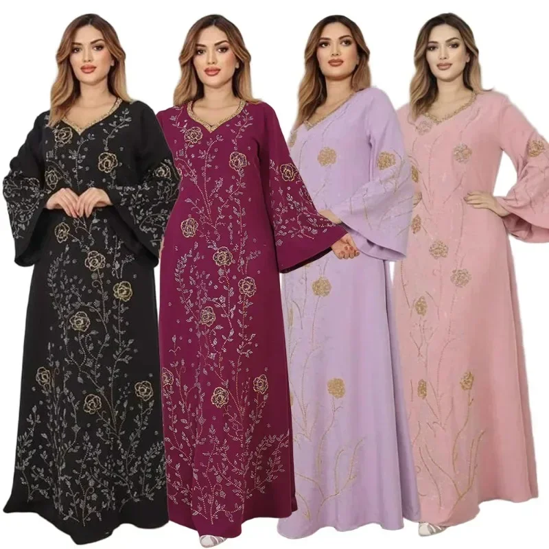 2025 Eid Elegant Muslim Women Dress Ramadan Party Dubai Luxury Abaya Outfits Islam Long Evening Dresses Caftan Marocain Femme