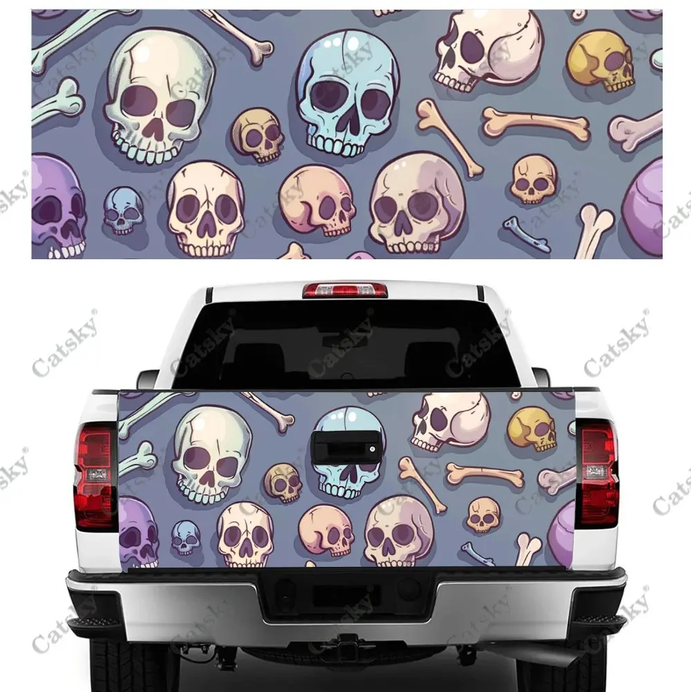 

Scary Cartoon Skull Head Print Car Tail Trunk Protect Vinly Decal Auto Accessories Hood Decoration Sticker for Off-road Pickup
