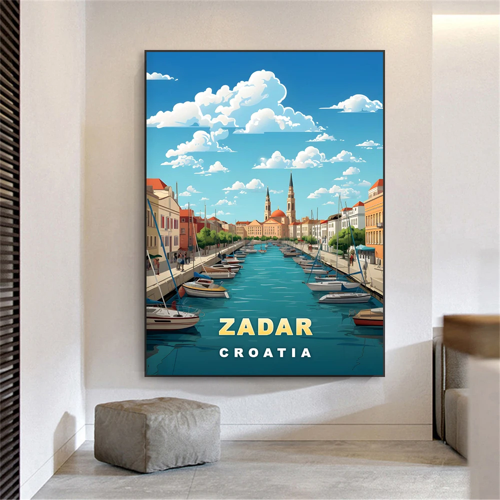 Zadar Travel Poster Croatia Retro Wall Art Prints Vintage Europe Cities Canvas Painting Nature Landscape Prints Home Wall Decor