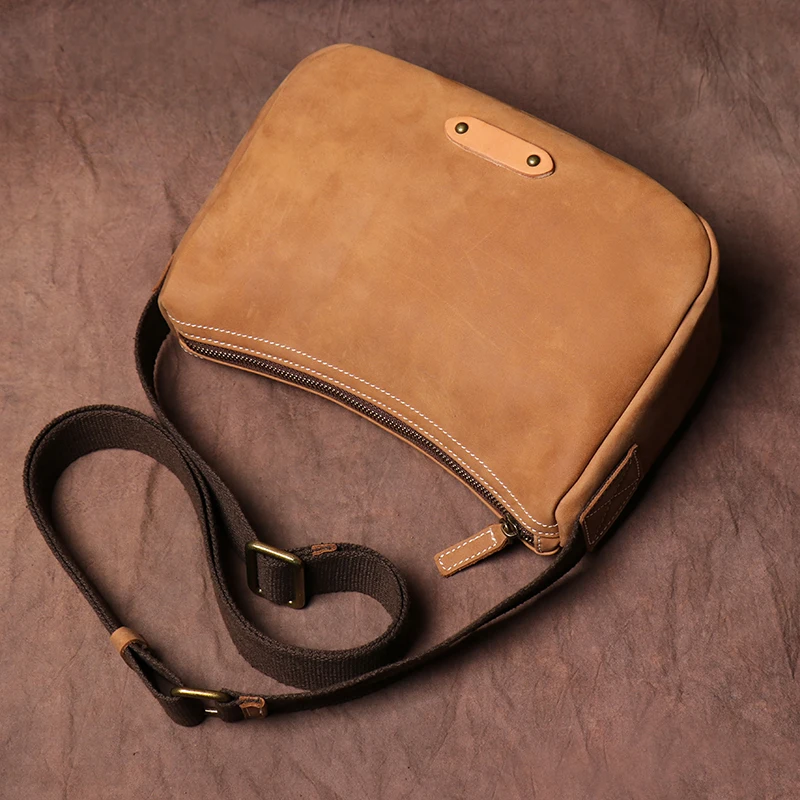 Imagem -02 - Luokir Cavalo Louco do Vintage Bolsa Crossbody Simples Luxo Designer de Couro Genuíno Ombro Único Mensageiro Bolsas