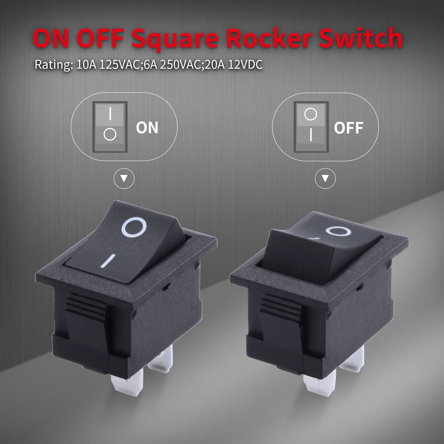 10PCS ON Off Mini Rocker Switch 12V 20A T85 2 Pin SPST Small ON Off 120V 10A Rocker Toggle KCD1 Switch Pre-Wired for Automotive