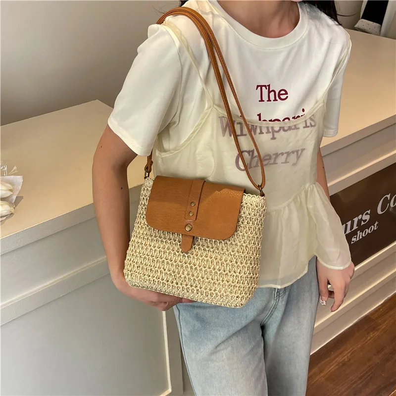 

Новая летняя женская кожаная и тканая сумка высокого качества, модная повседневная роскошная сумка, элегантная сумка через плечо для ежедневного использования