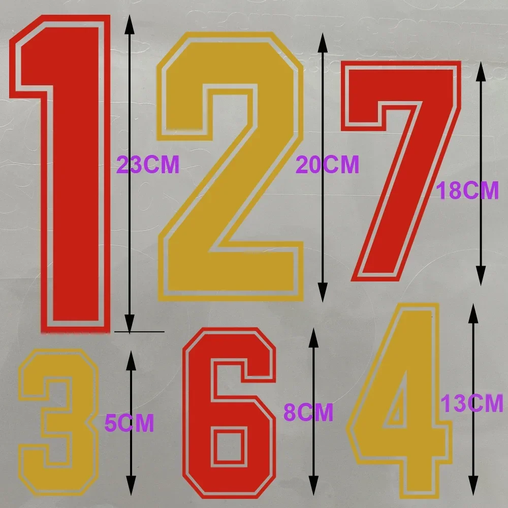 Gold Red Adult & Children Iron on Patches Letter DIY Basketball Football Jersey Number Boys Gilrs Clothes Hot Transfer Sticker