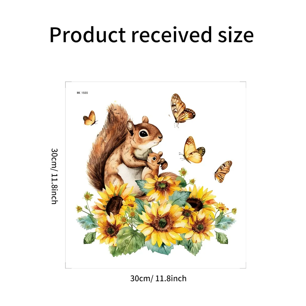Bathroom Toilet Wall Sticker Sunflower Squirrel PVC 30x30cm Waterproof Decor for Tile Glass Easy Application Decal view 4