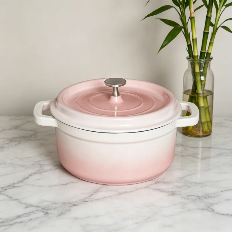 

Enameled Cast Iron Dutch Oven – Ceramic Style Soup Stew Fry Pan for Gas & Induction Stove, Multifunctional Home Cooking Pot