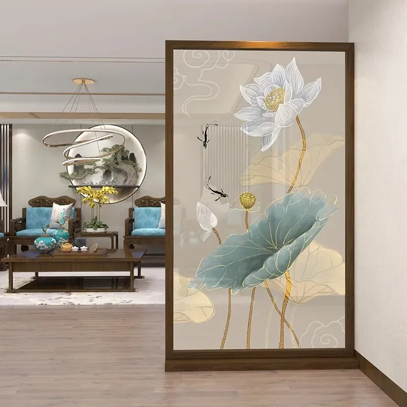 New Chinese-style solid wood entrance entrance screen partition living room high-end bedroom bedside cover bathroom mobile seat