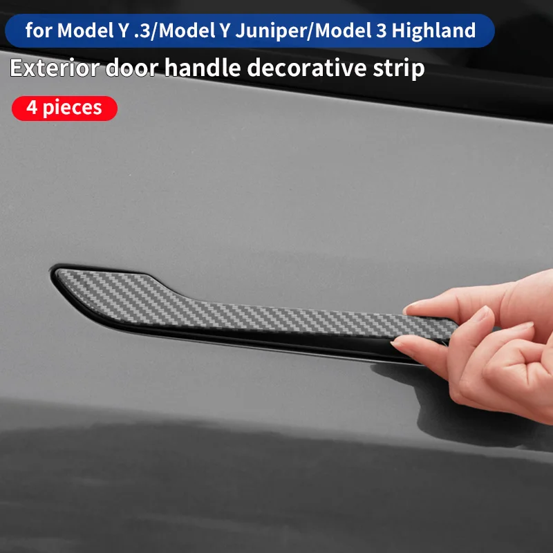 

Suitable for Tesla 21-25 Model Y Model 3 door handle sticker door handle sticker matte carbon fiber decorative sticker