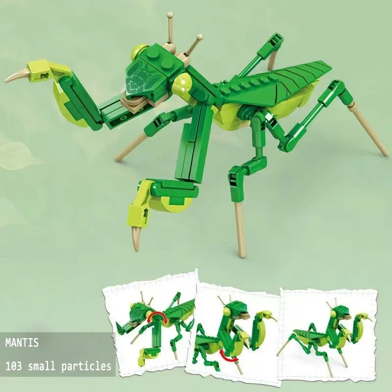 Ensemble de blocs de construction d'insectes et d'insectes pour enfants, jouets de puzzle, équation de scarabée et de mante, nuits d'escargot, jeu de cerveau, cadeau d'animaux