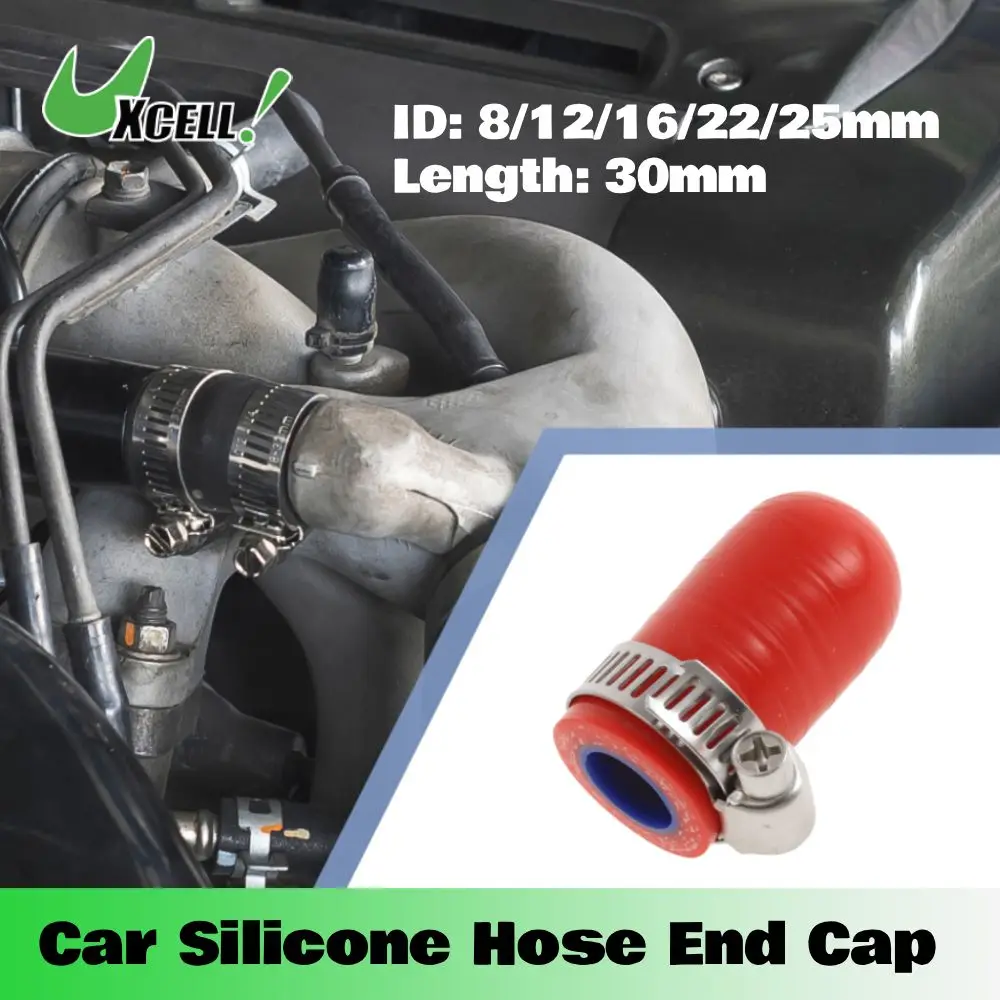 

Uxcell 8/12/16/22/25mm ID Car Silicone Rubber Hose End Reinforced Blanking Cap with Clamps Universal for Coolant Bypass Valve
