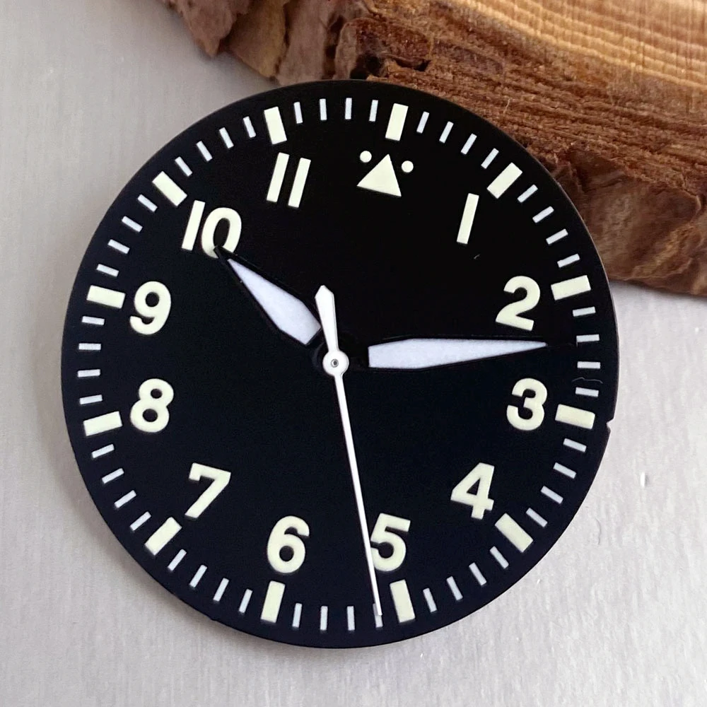 New 29mm Pilot Watch Dial No Logo Face No Date Green Luminous for NH35 NH36 ETA 2824 Miyota 8215 821a Diver Field Watch Parts