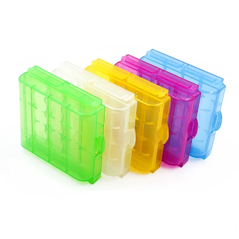 Newest 1PCS Colorful Battery Holder Case 4 AA AAA Hard Plastic Storage Box Cover For 14500 10440 Battery Organizer Container