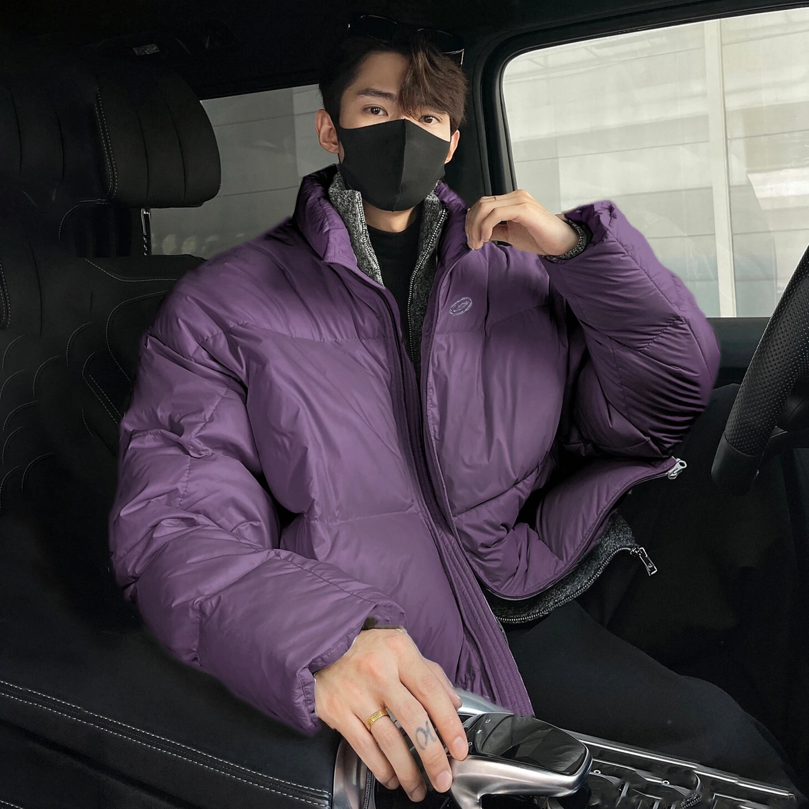 

American Sle Men's down Jaet Du down Printed Bread Sle Stand Collar Thi Winter Coat for Couples Available in Large ...