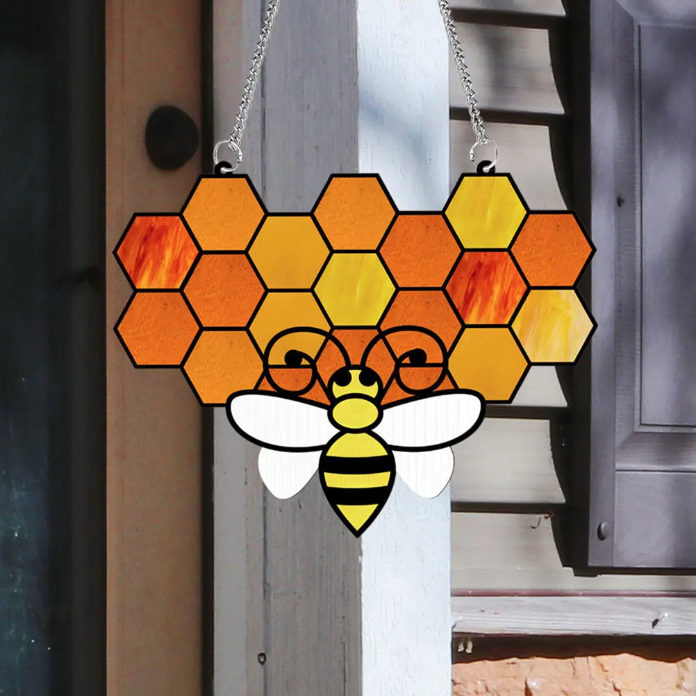 

Acrylic Bee Hanging Ornament Door Window Decor Wedding Party Cartoon Pendant Home Decoration Sun Catcher Hanging Acrylic