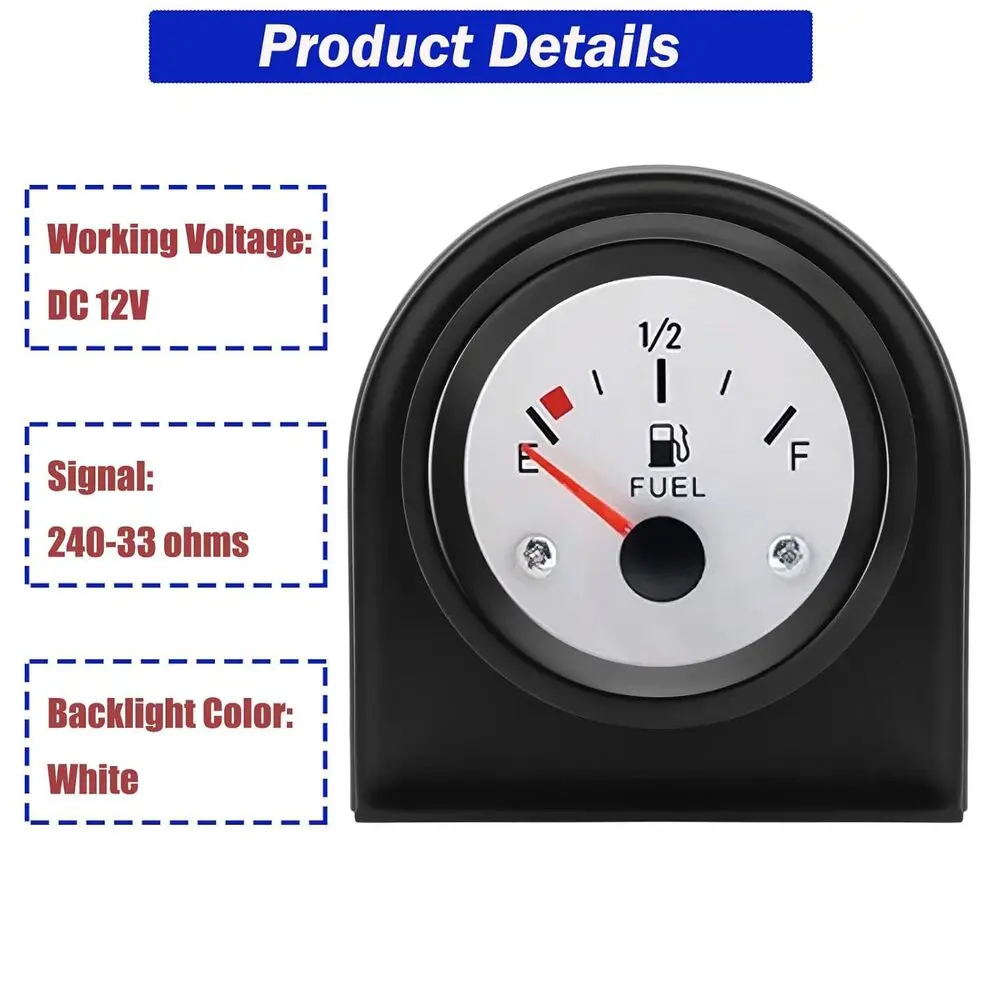 1 Pcs 2-IN 52mm Automotive Fuel Gauge Conversion Unit 12V 240-33 Ohm Oil Float Car Instrument Panel Modification Fuel Gauge