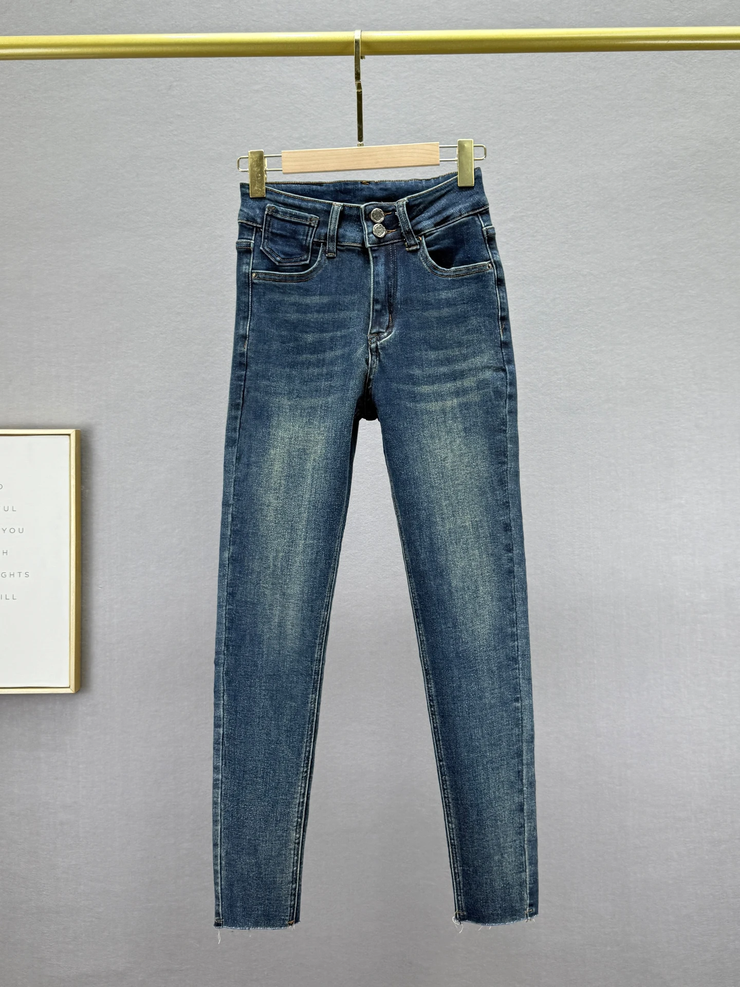 

Retro High Waist Slim Fit Nine-Tenths Denim Jeans Women's Spring New Sle Elastic Cotton Stretch Bootcut Pencil Pants