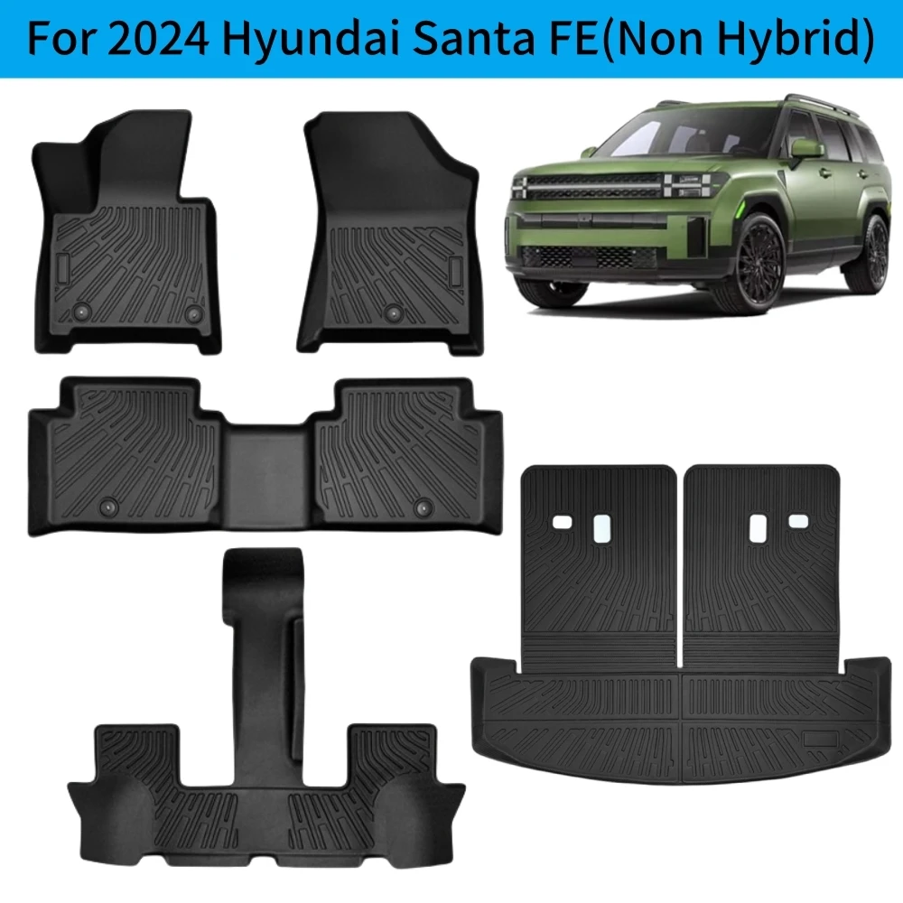 

TPE Floor Mats For 2024 Hyundai Santa FE 6/7 Seater All Weather Protection Floor Liner Cargo Liner Trunk Mat (Non Hybrid)