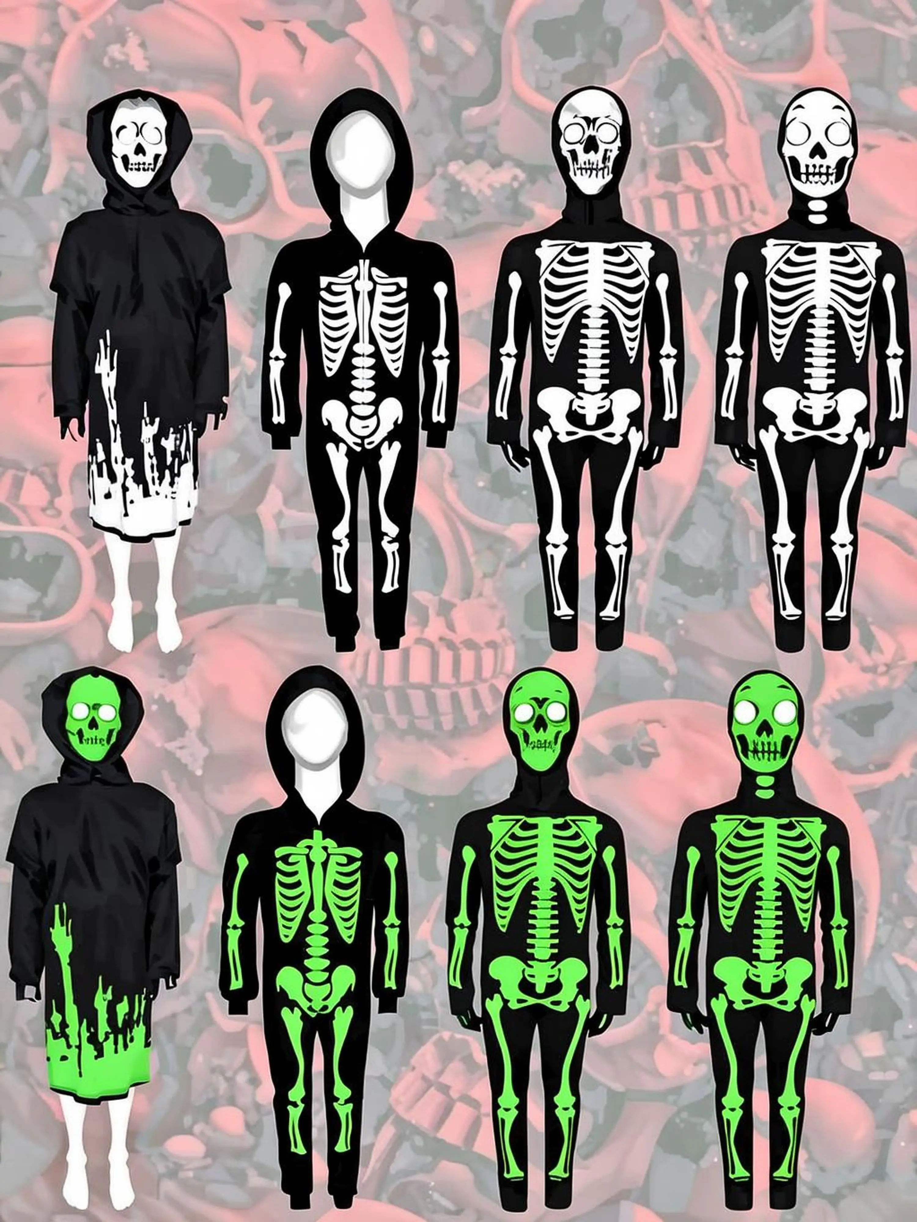 

Anime Zombie Scary Skeleton Bodysuit Costume for Children Carnival Party Day of the Dead Bodysuit Stage Performance Outfits