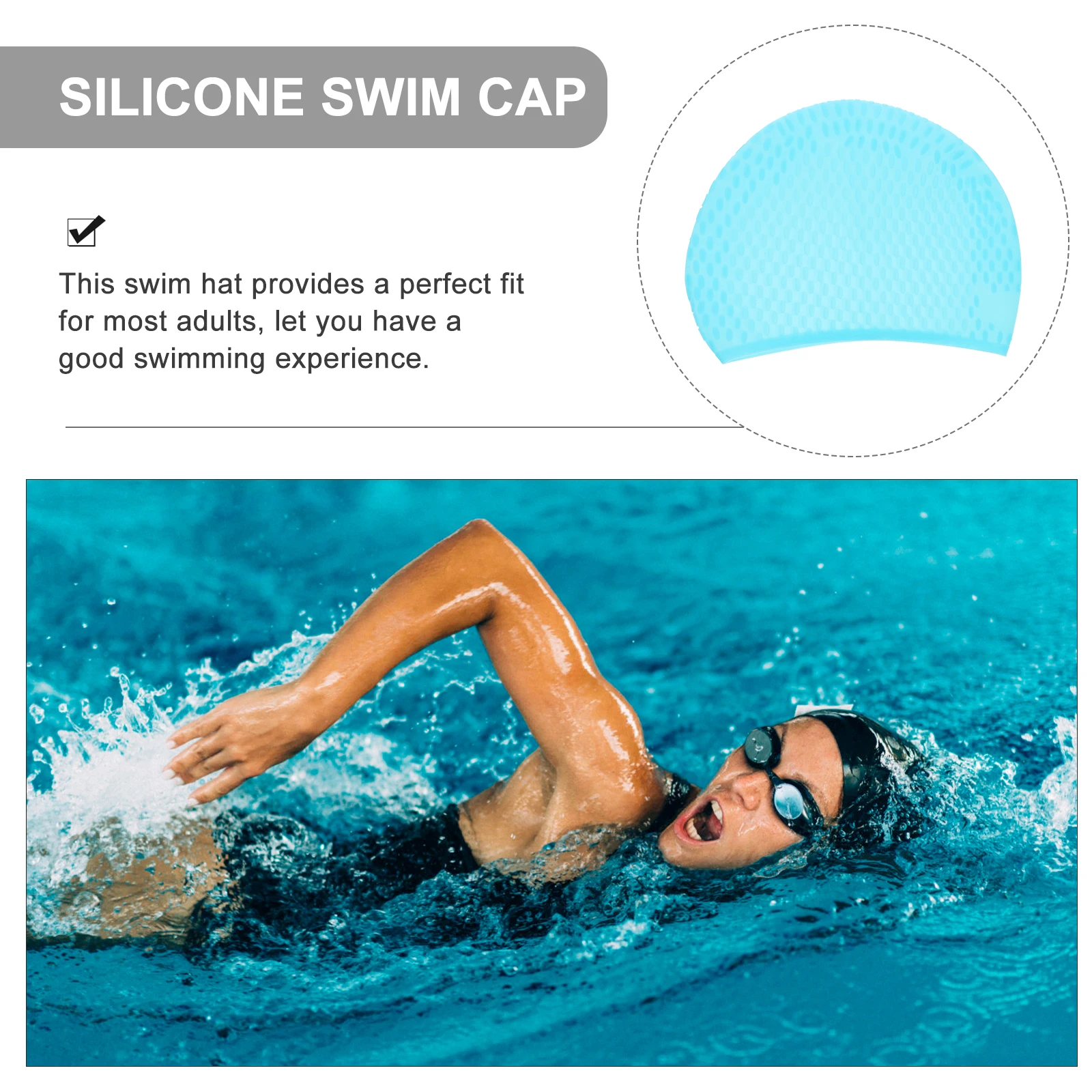 

Large Silicone Swim Cap Adults Unisex Lightweight Elastic Swimming Hat Comfortable Water Pool Use Swimming Cap
