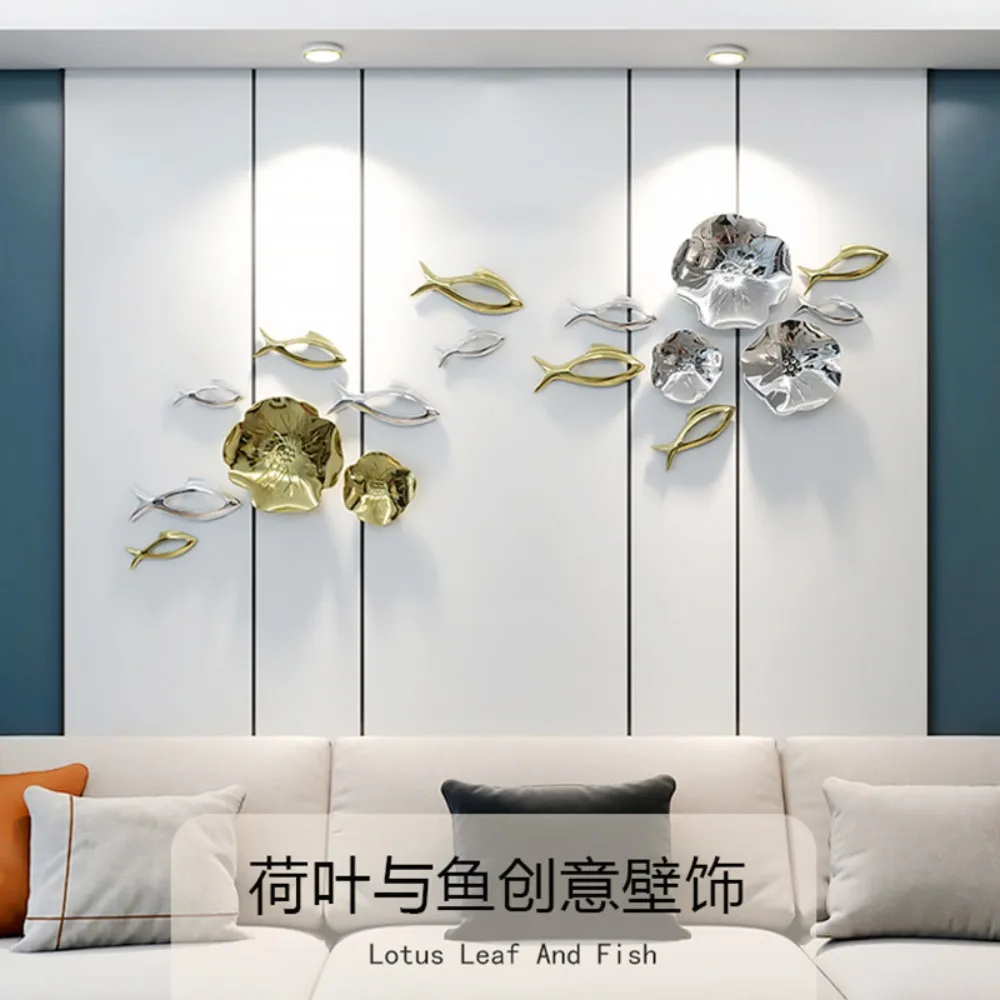 Simple Modern Three-dimensional Lotus Leaf Fish Wall Decoration Set Wall Stickers Restaurant Wall Background Pendant