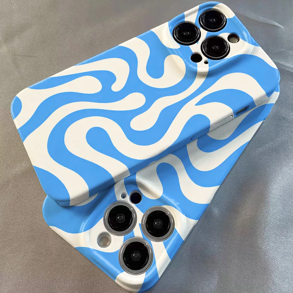 Phone Case For iPhone 16 17 15 14 13 12 11 Pro Max Air 16e 7 8 Plus XS Max X XR Hard PC Protective Swirl Abstract Phone Cover