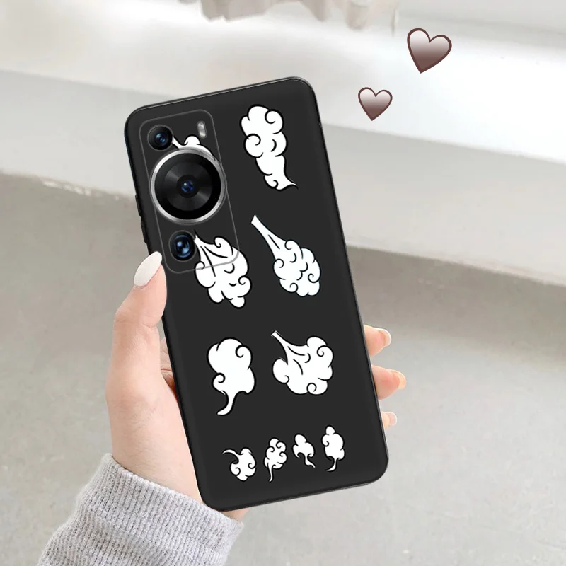 Silicone Black Phone Case for Motorola G200 5G G30 G31 One Fusion Cartoon Flaky Clouds Huawei P40 P30 P20 P Smart iphone6 Cover