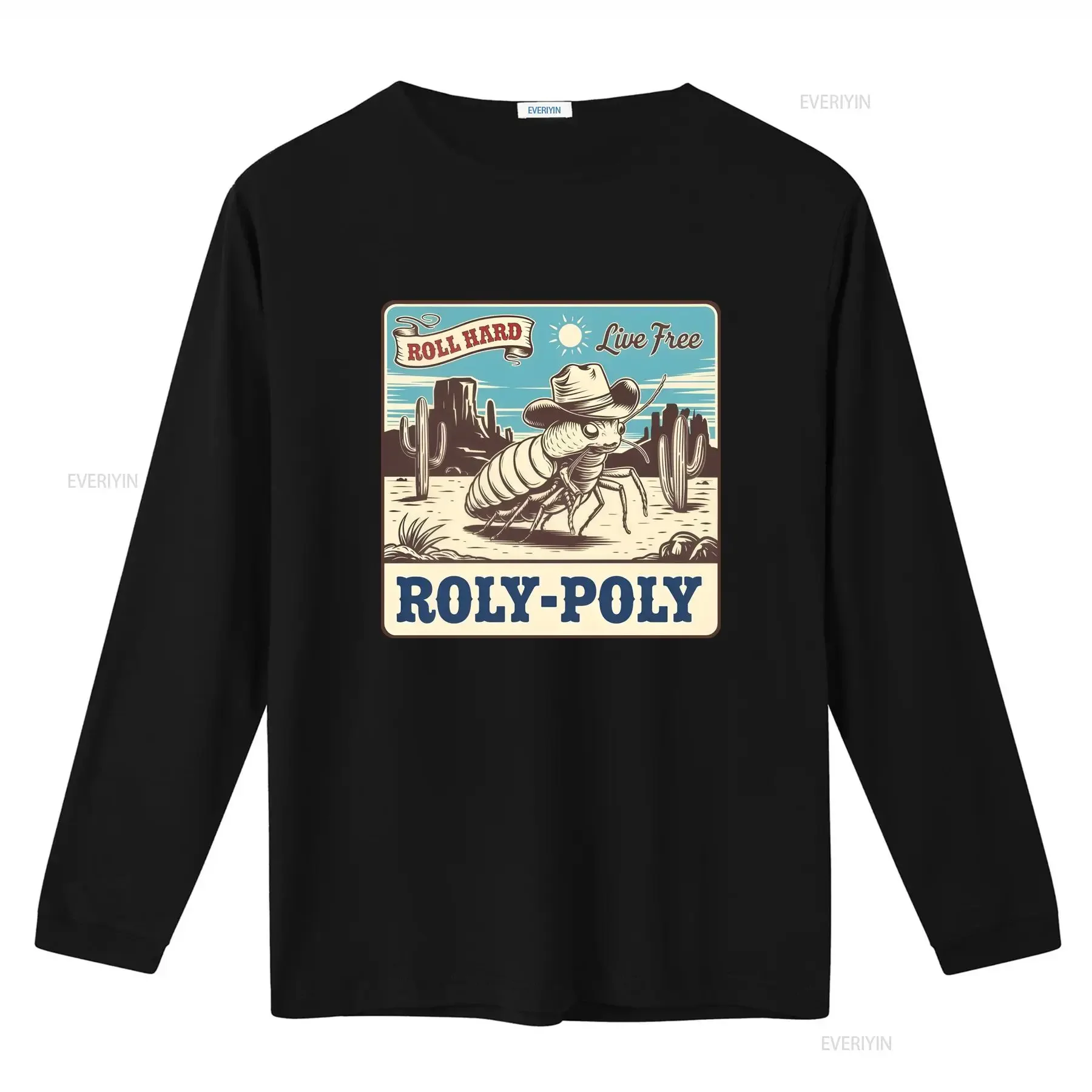 Roly Poly Live Free Vintage Western Rodeo Cowboy T Shirt Wild West Insect Design Funny Unique vintage Washed Breathable Unisex