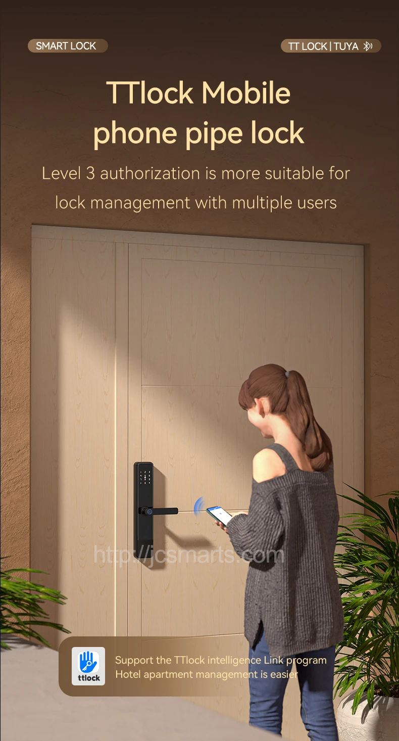 Neuankömmling Wifi Remote Ttlock App Keyless Security NFC-Karte Finger abdruck Passwort Digital Smart Locks mit 8 stücke Batterien betrieben – Detail 10