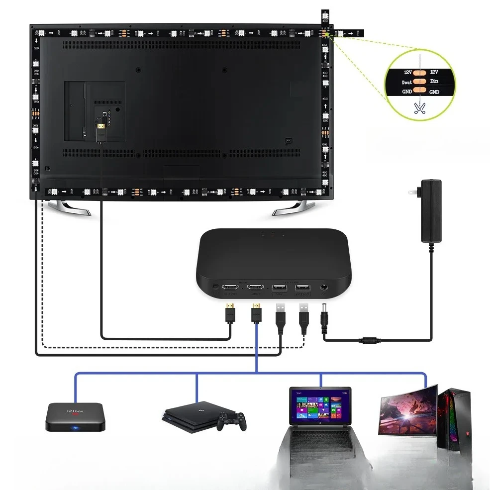 

Best Value 12 Scene Effects Color Adjustment Sound and Light Synchronization TV Synchronization Light Emitting Diode Lights