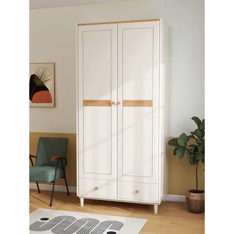 Gelitu All-Solid Wood Wardrobe for Bedroom, Home Use Swing Door, Nordic Three- or Four-Door Wardrobe for Small Apartments