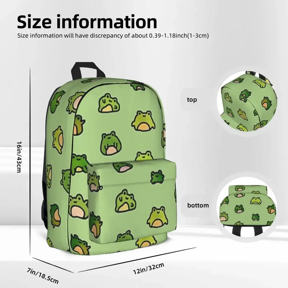 Frogs Doodle Backpack Waterproof Children School Bag Laptop Rucksack Travel Rucksack Large Capacity Bookbag