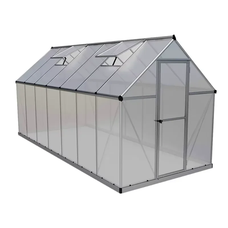 High Quality Walk-In Outdoor Green House Small Wall Aluminum Polycarbonate Greenhouse for Plant Growth