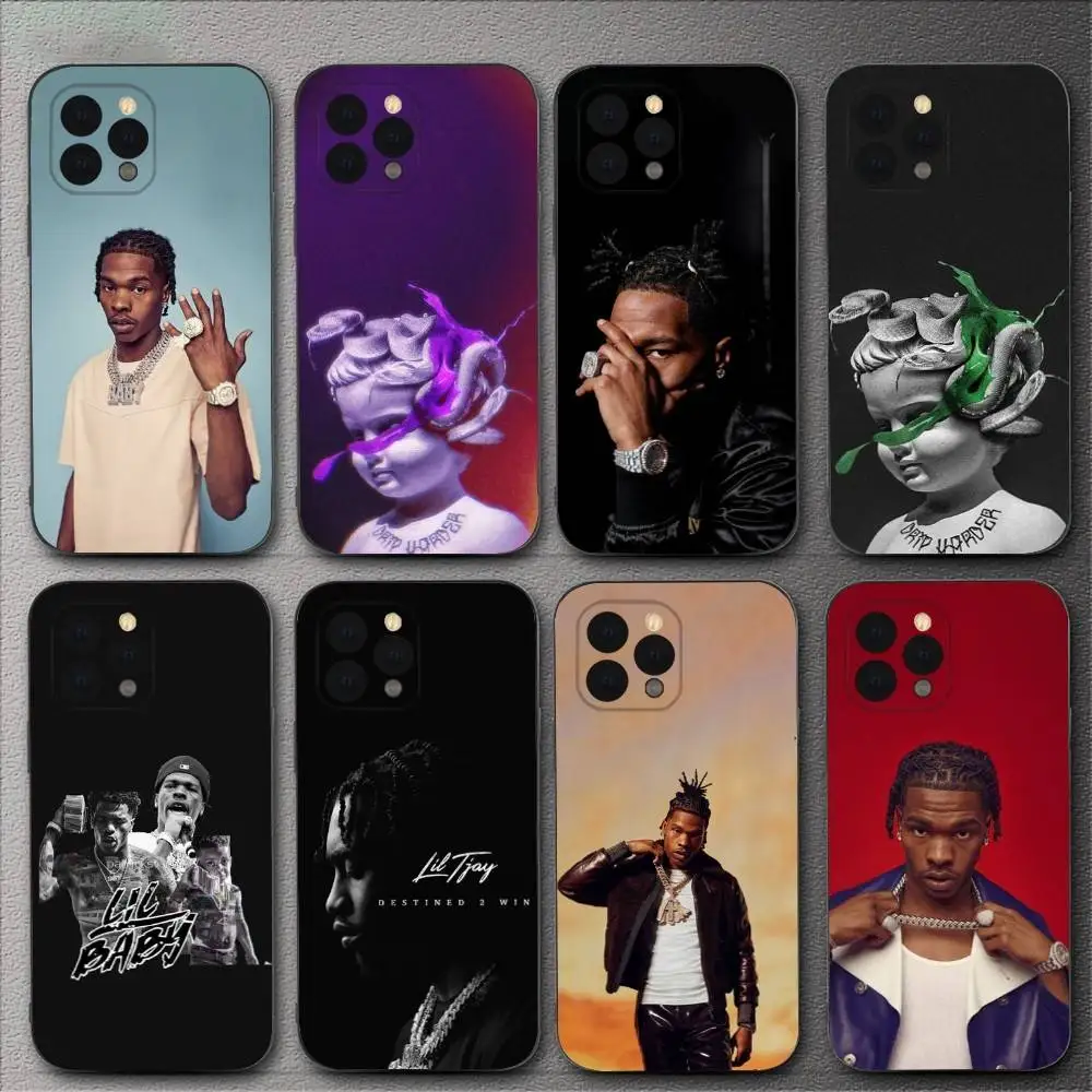 

L-Lil Baby Rapper Phone Case For iPhone 16,15,14,13,12,11,XS,XR,X,8,7,Pro,Max,Plus,mini Silicone Black Cover