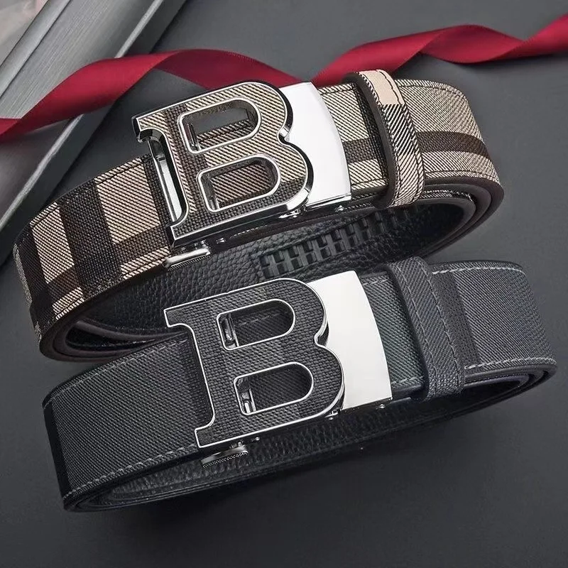 Echter Ledergürtel für Herren, lässiger Stil, modisch, aus Rindsleder, mit automatischer Schnalle aus einer Metalllegierung, luxuriöse Marke, vielseitiger, trendiger Gürtel für Herren. – Detail 3