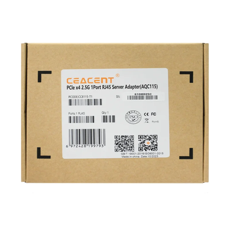 CC8115-T1 AQC115 PCI-E 2.0 x1 منفذ واحد RJ45 2.5Gb/s بطاقة شبكة سطح المكتب انخفاض استهلاك الطاقة