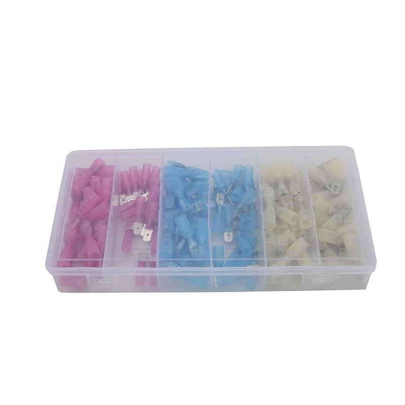 120PCS boxed heat shrink intermediate terminal insulation wiring terminal crimping terminal combination intermediate terminal he