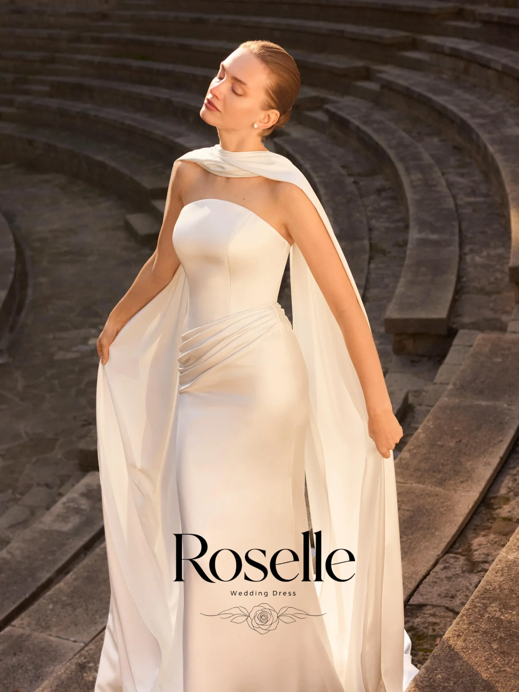 ROSELLE Mermaid Strapless Pleat Elegant Wedding Dress Sleeveless Simple Floor Length Bridal Gown Customized свадебное платье