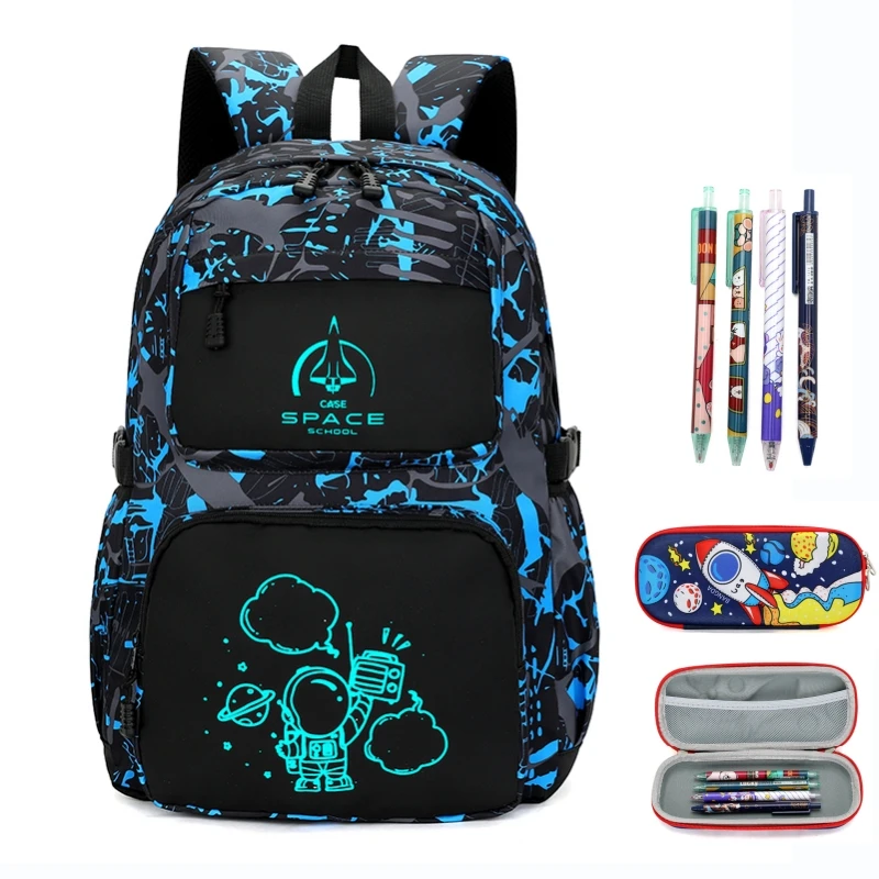 Night Fluorescent Student Schoolbag Spaceman Children School Bags For Boys Waterproof Kids Backpack School Backpack Book Bag