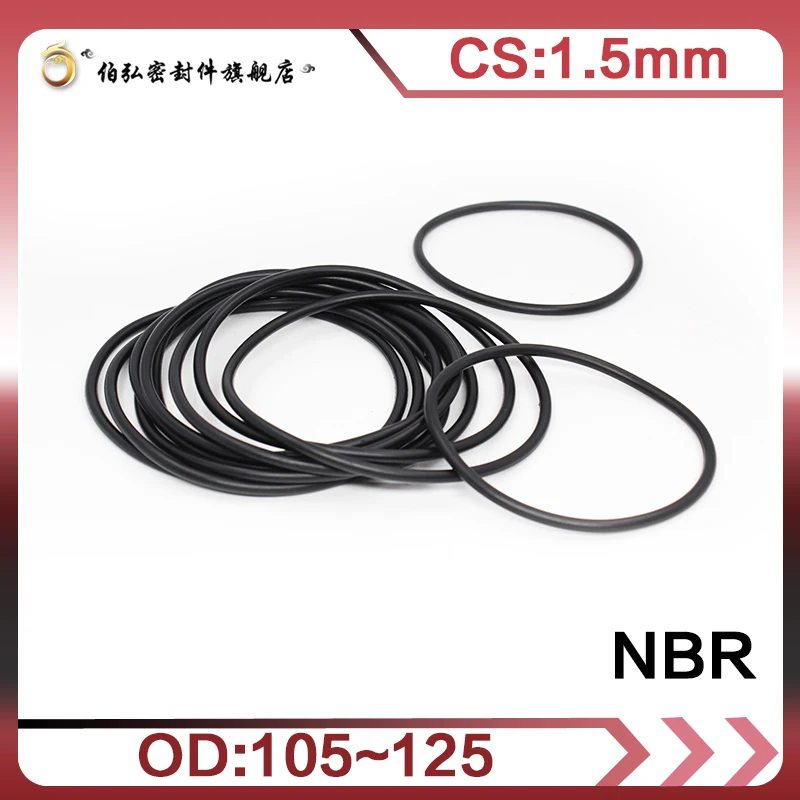 1PCS/lot Nitrile Rubber O-Ring Black NBR Sealing CS1.5mm OD105/125mm O-Ring Seal Gasket Ring