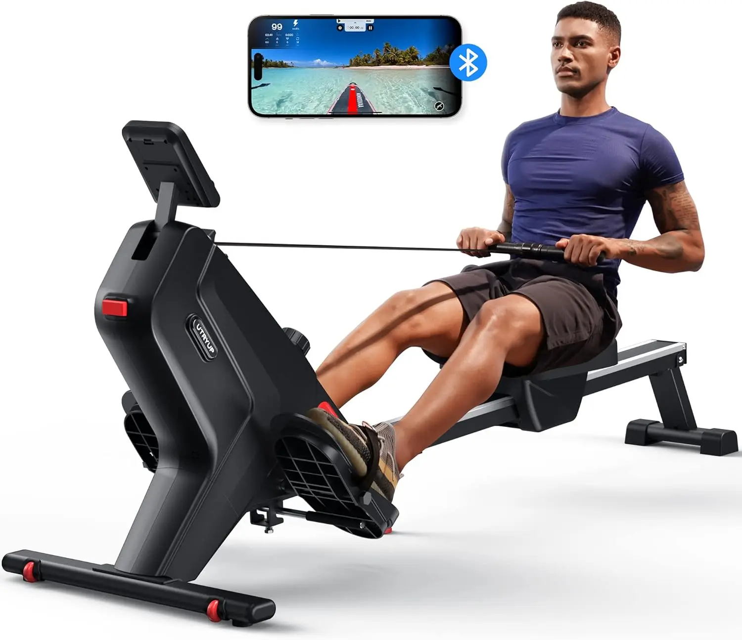 

Rowing Machines for Home, Compact and Saves Space - Vertical/Folding Storage, 350 LB Weight Capacity with Bluetooth App